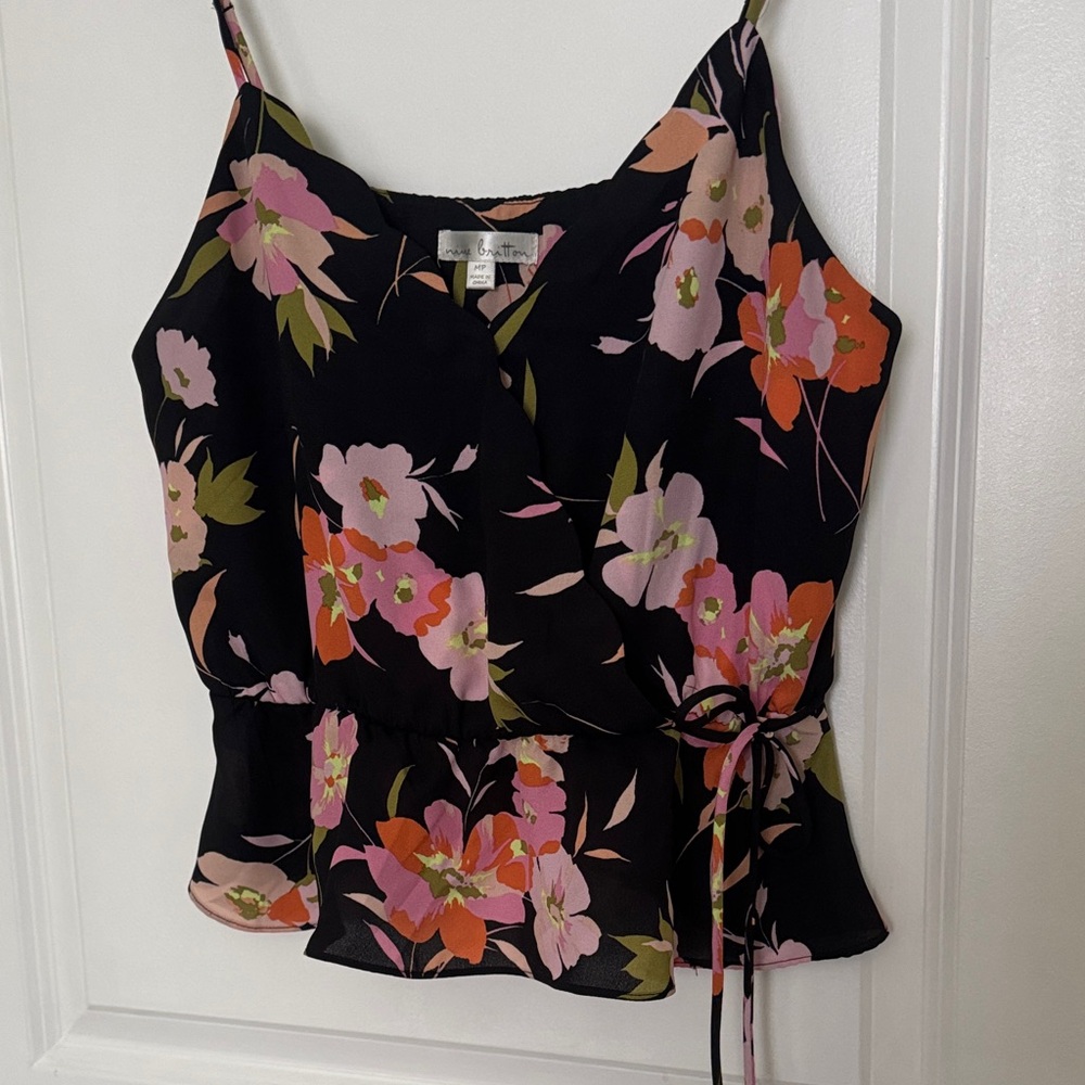 Nine Britton Black and Pink Floral Camisole